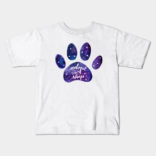 Adopt don't shop galaxy paw - purple Kids T-Shirt